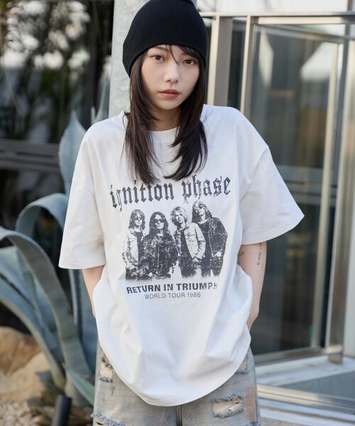 ヴィンテージ グラフィック Tシャツ ロングTシャツ ダメージ ウォッシュ ヴィンテージウォッシュグラフィックBIGT｜ウィゴーの通販｜&mall