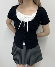 フェイクカーデレイヤードトップス