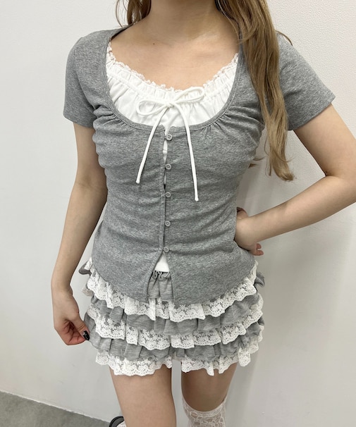 フェイクカーデレイヤードトップス