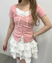 フェイクカーデレイヤードトップス