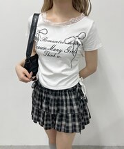 リボングラフィックサイドドロストT