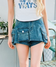 マルチポケットデニムミニスカパン