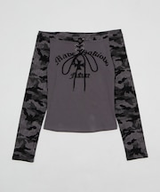 レースアップラグランロンT