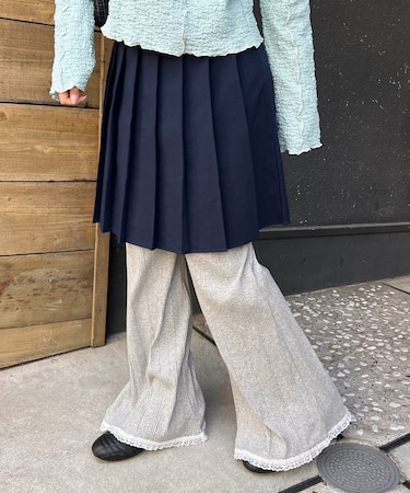 レースヘムワイドパンツ