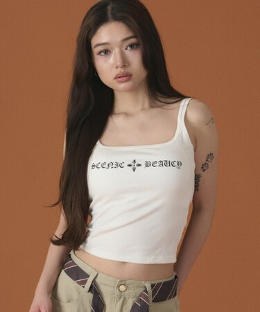 ダブルストラップロゴキャミ