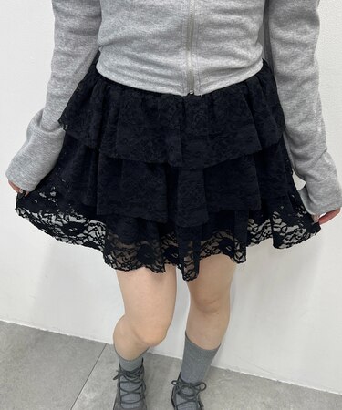 3段レースティアードミニスカート