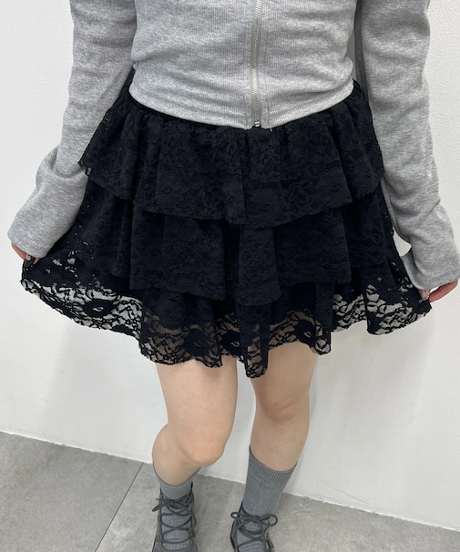 3段レースティアードミニスカート