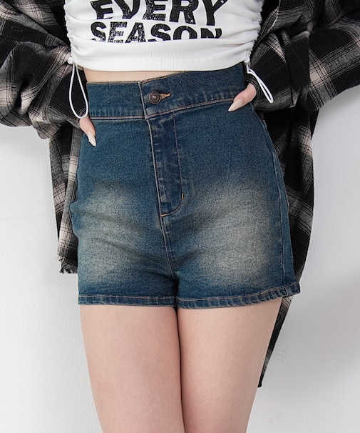 ハイウエストマイクロデニムショーツ