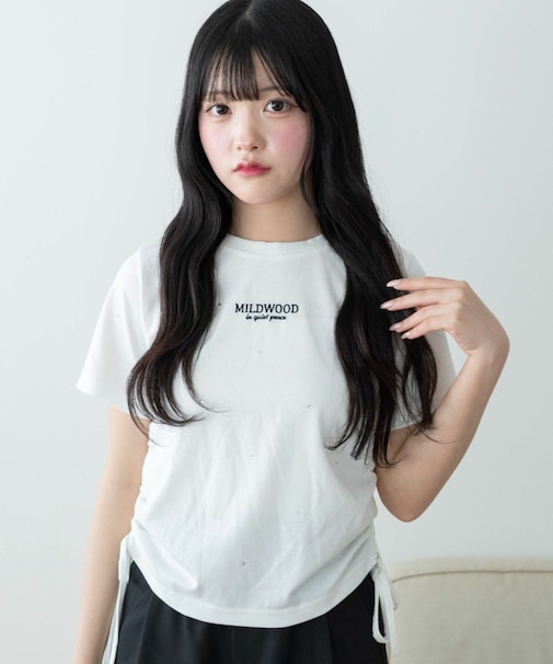 ビジューサイドドロストショートT