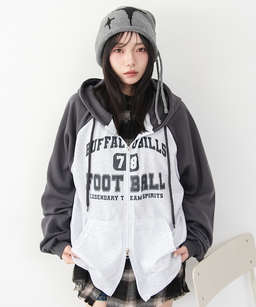 カレッジラグランジップパーカー