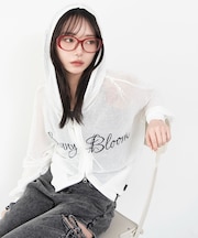 刺繍ロゴメッシュニットパーカー