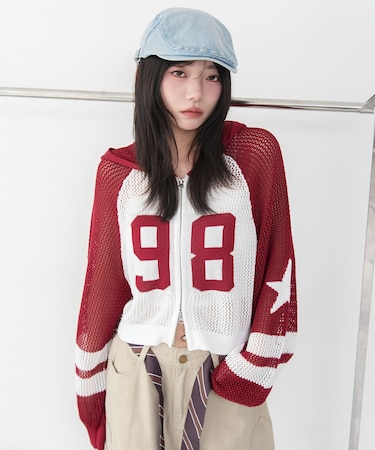 ラグランメッシュニットパーカー