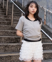 レイヤードキーネック半袖T