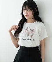 装飾付きネコリボンT