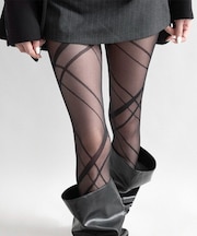 チェック柄シアータイツ