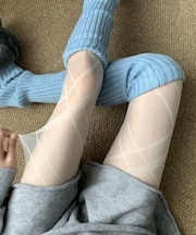 チェック柄シアータイツ