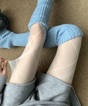 チェック柄シアータイツ