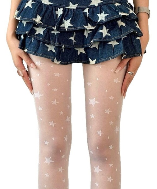 スター柄シアータイツ