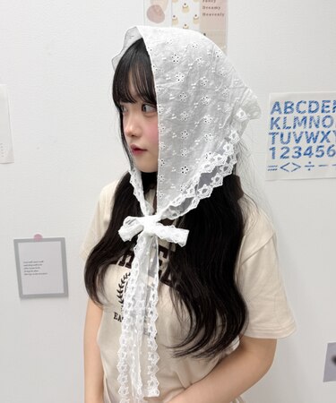 コットンレースバブーシュカ