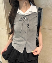 エリツキレイヤード半袖トップス
