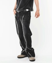 フリンジフレアデニムパンツ