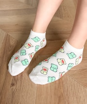 ゆるアニマル総柄ショートソックス