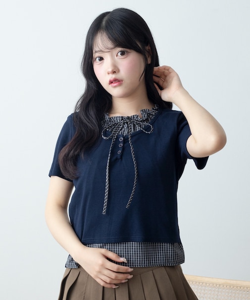 フリルドッキングヘンリーTシャツ