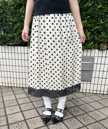 ドットサテンスカート
