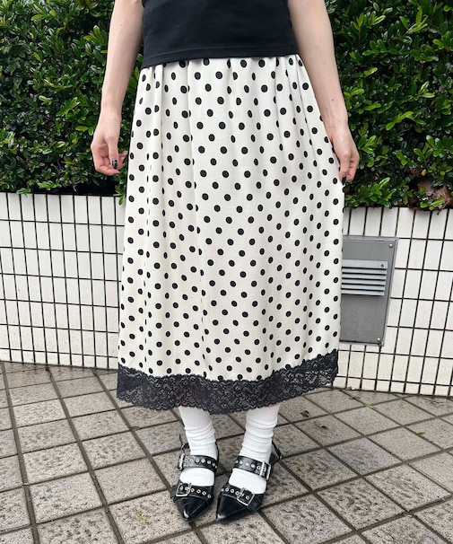 ドットサテンスカート