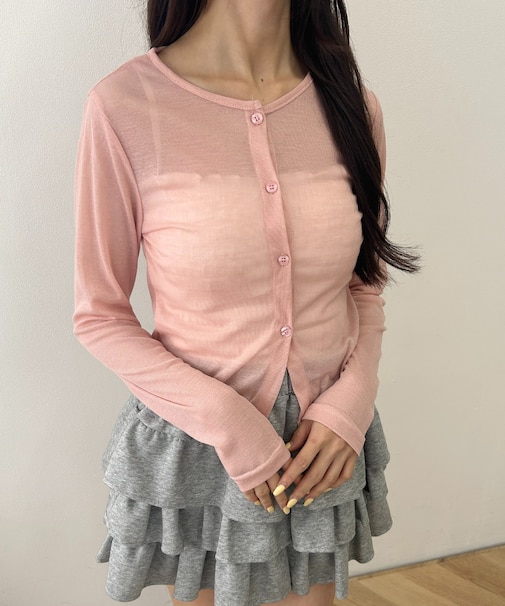 シアーショートカーデ