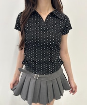 襟付きドットピチTシャツ