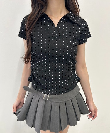襟付きドットピチTシャツ