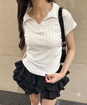 襟付きドットピチTシャツ