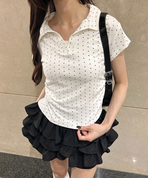 襟付きドットピチTシャツ