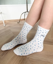 刺繍ワンポイントフラワーソックス