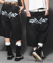 BAD BOYグラフィックデニムショーツ