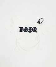 ワンショルダーパッチワークトップ