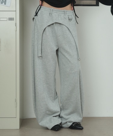 ガーターデザインスウェットパンツ
