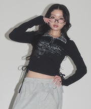 チェックカラーデザインLS Tシャツ