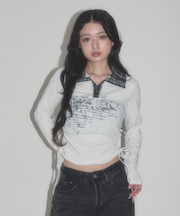 チェックカラーデザインLS Tシャツ