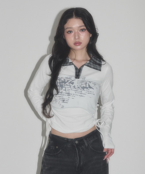 チェックカラーデザインLS Tシャツ