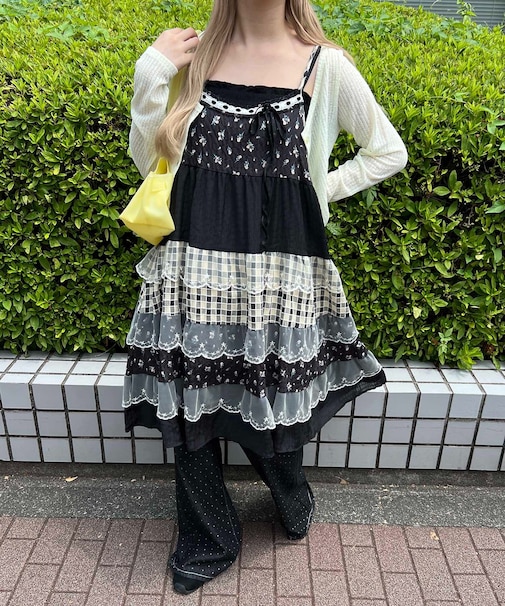 パッチワークキャミワンピース