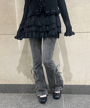 レースアップフレアパンツ