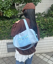 ボタンデザインボストンバッグ