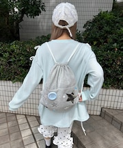 アソートボタンパッチワークナップサック