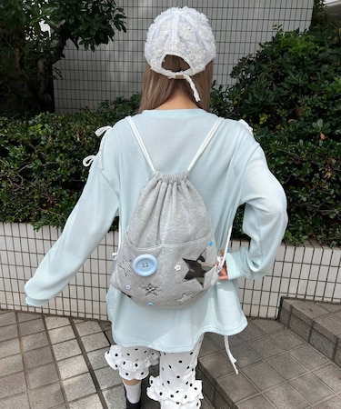アソートボタンパッチワークナップサック