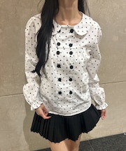 ダブルボタンドットブラウス