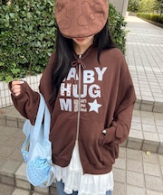 パッチワークメッセージパーカー