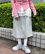 レーススウェットミドルスカート