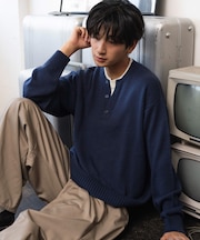 レイヤードヘンリーネックプルオーバー